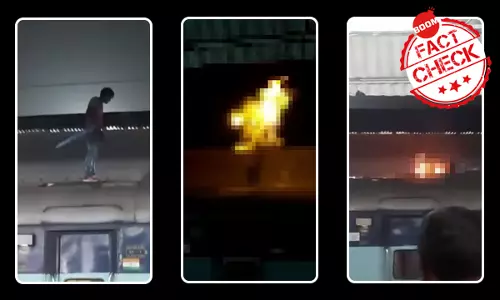 ট্রেনের মাথায় চড়া ব্যক্তির তড়িদাহত হওয়ার ভয়ানক দৃশ্যের ভিডিও মুম্বইয়ের ঘটনা নয়