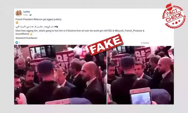 ২০১৭ তে ইমানুয়েল মাকরঁকে ডিম ছোড়ার ভিডিও মিথ্যে দাবিতে ভাইরাল