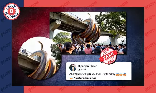 আগরতলা ফ্লাইওভারে বিশালকার সাপ? না, ভাইরাল ভিডিও AI নির্মিত আগরতলা ফ্লাইওভারে বিশালকার সাপ? না, ভাইরাল ভিডিও AI নির্মিত