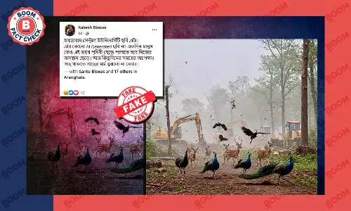 হায়দরাবাদের গাচ্চিবওলির জঙ্গলে পশুপাখিদের অবস্থা দাবি করে ছড়াল AI ছবি হায়দরাবাদের গাচ্চিবওলির জঙ্গলে পশুপাখিদের অবস্থা দাবি করে ছড়াল AI ছবি